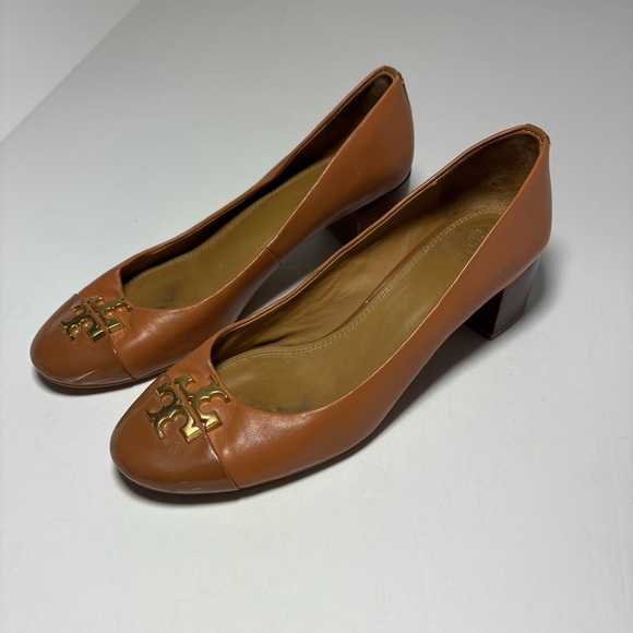 Tory Burch Everly Leather Latent Leather Cap Toe Heel size 8 - Picture 1 of 11